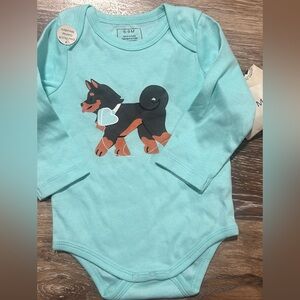 Girls Long Sleeve Onesie with Dog Print